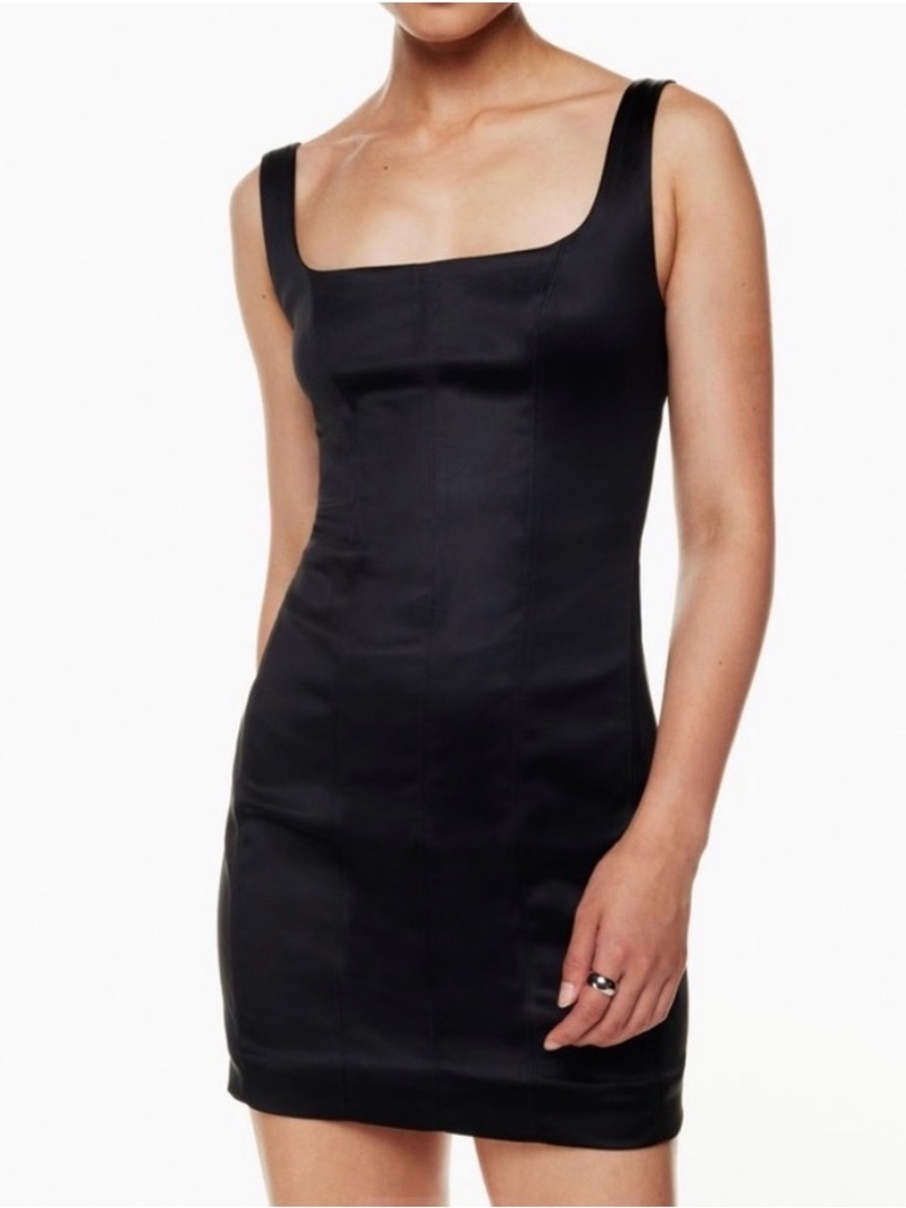 Aritzia Premiere Dress- Ten by Babaton Sleek Black Square-Neck Mini Dress